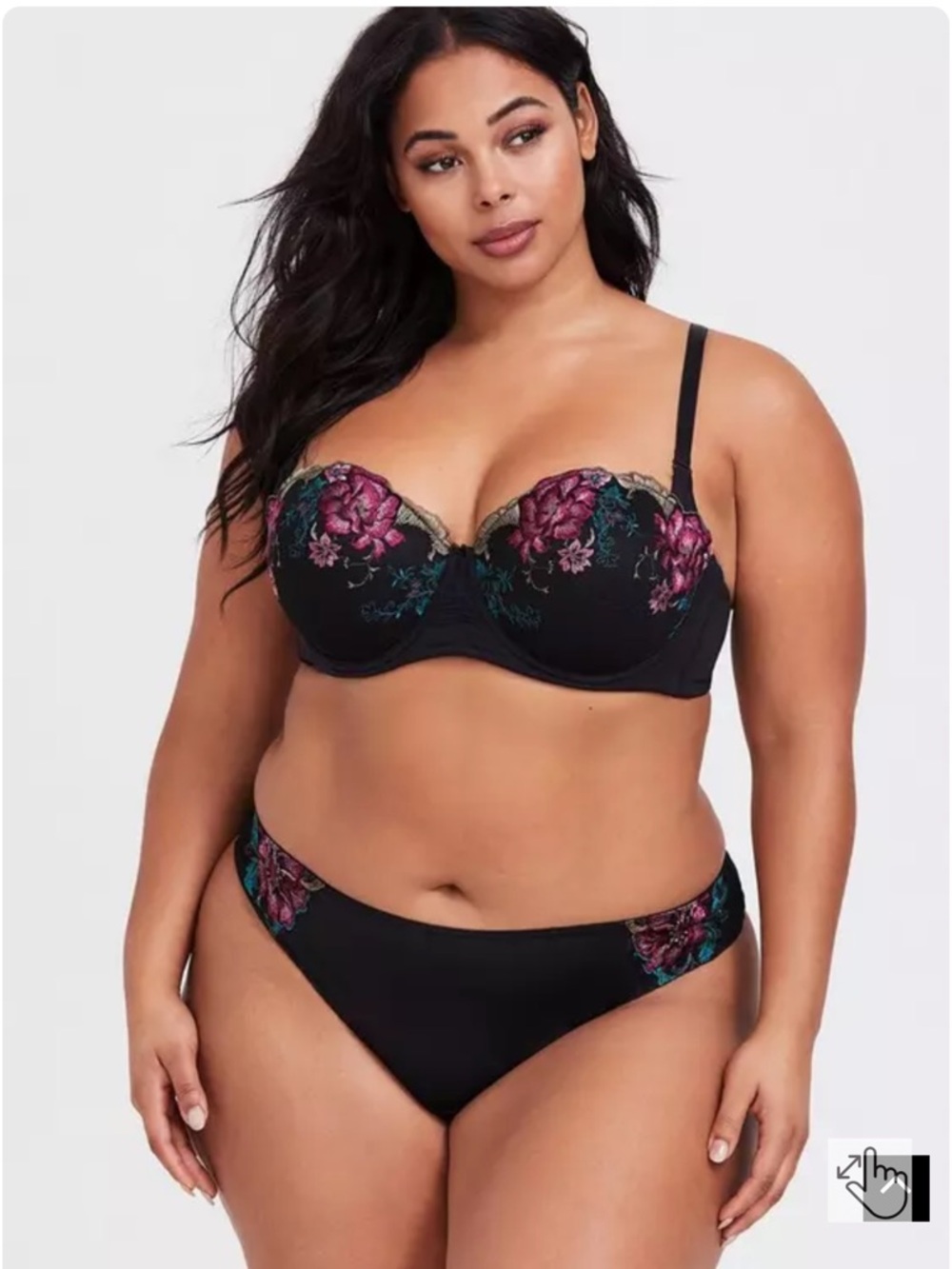 Torrid Curve Black Floral Embroidered Microfiber Push Up Convertible Bra, 42DD